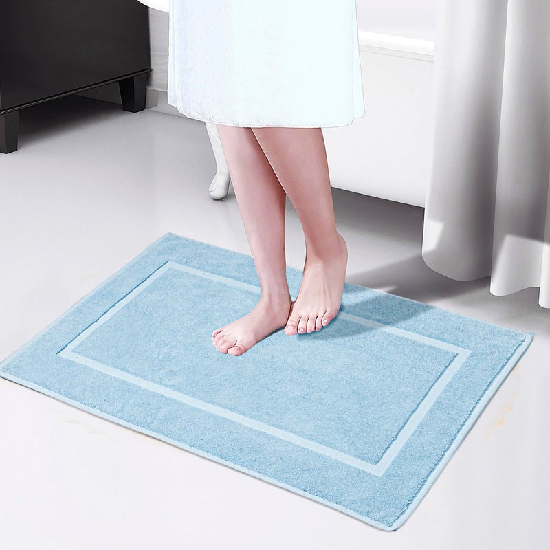 HILLFAIR 900 GSM-Hotel-Spa Tub-Shower Bath Floor Towels - (2 Pack, Sea Green, 21 Inch by 34 Inch) - 100% Cotton Floor Towels Machine Washable Cotton Terry Bath mat Rugs - 2 Piece Towel Set - Image 5